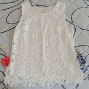 Saint Tropez West Women's M White Flower Tank Top